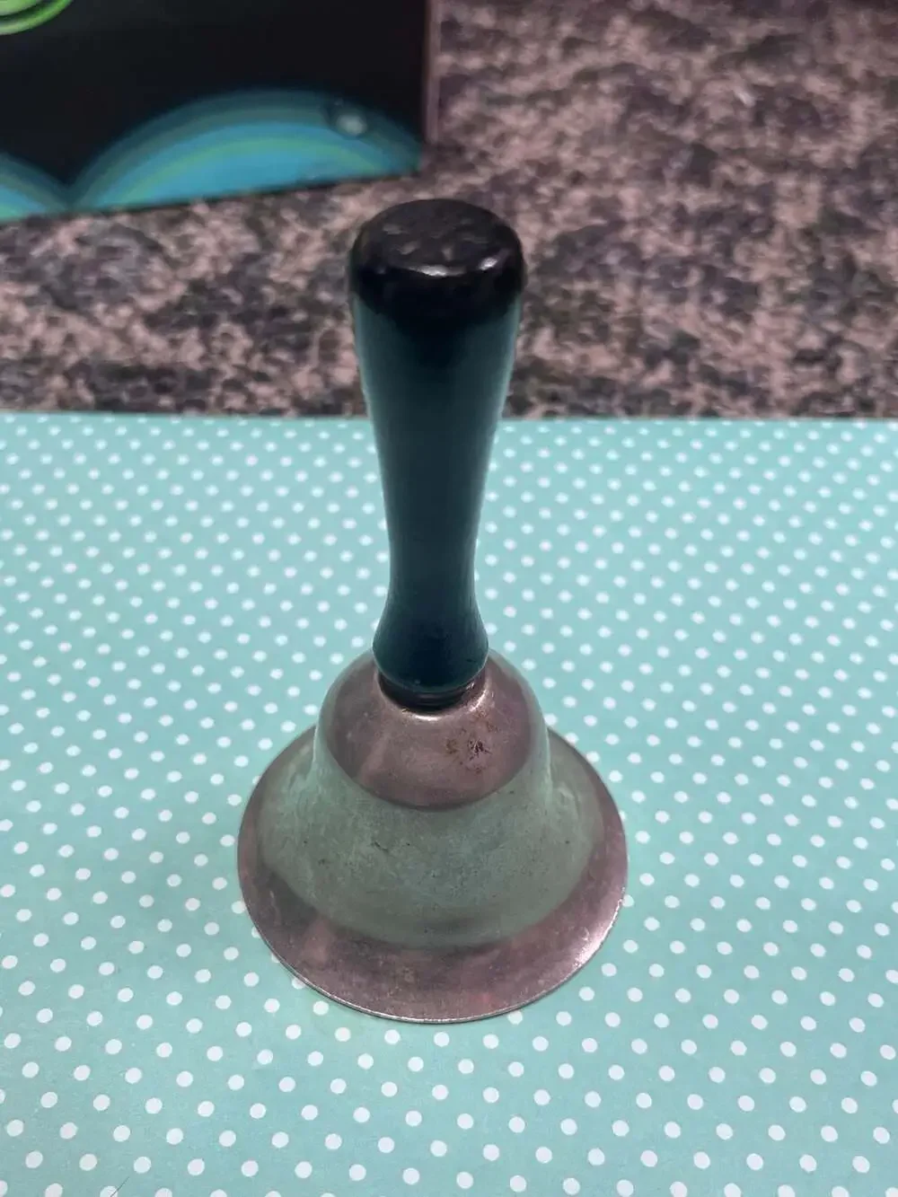 Vintage Hand Bell with Black Wood Handle